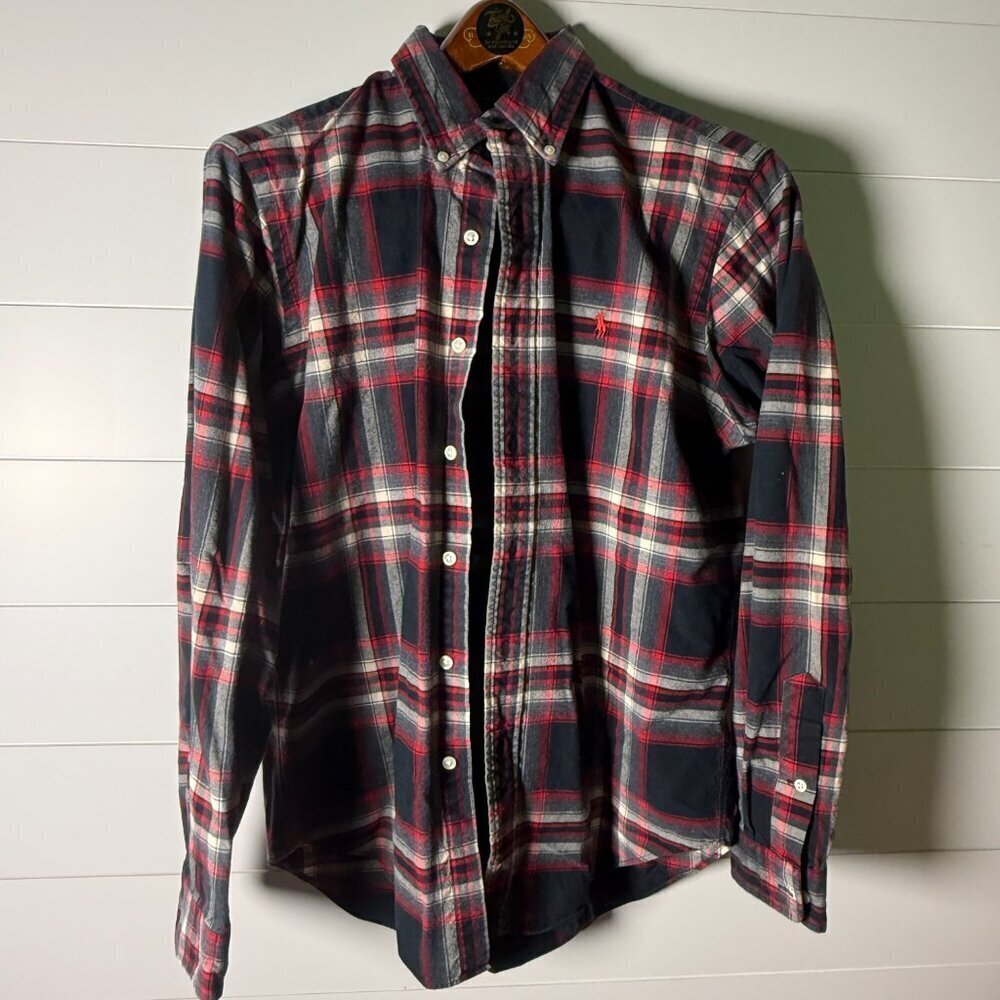 Ralph Lauren Classic Fit Long Sleeve Button Down Plaid Red Black...Sz. Medium